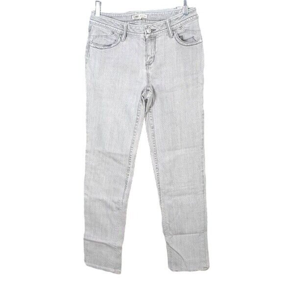 CAbi Jeans Gray Size 4 Straight Leg Button Zip Mid Rise Contemporary Fit 837L - Picture 1 of 6
